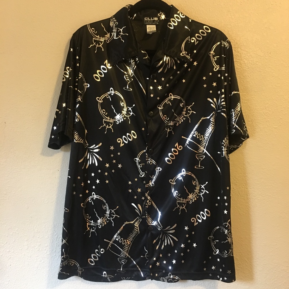 VTG 00’s black and silver party shirt